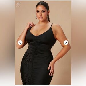 Fashion Nova Black Ruched Dress